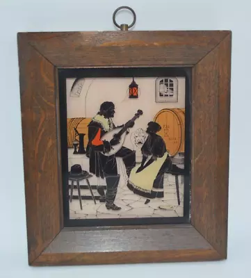 Vtg Antique Reverse Painting Silhouettes Framed C&A Richards Old Heidelberg Inn • $15.37