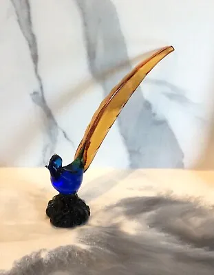 Authentic Vintage Pilgrim Art Glass Long Tail Pheasant Figurine • $55.99