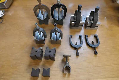 $74.99 • Buy LOT OF 10 Vintage Machinist V Blocks Clamps Lufkin 434 General Draper USA Lathe