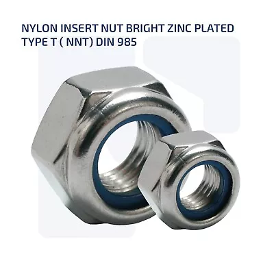 M8 Hex Nyloc Locking Nuts Nylock Type T Bright Zinc Plated Bzp Din 985 • £0.99