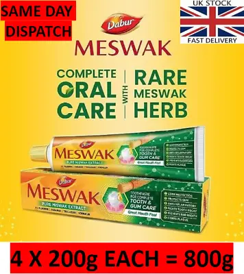 4 X 200g Darbur Meswak Extract Natural Toothpaste No Fluoride • £17.99