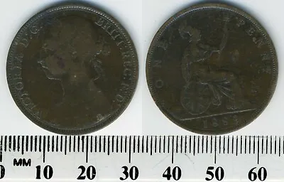 GREAT BRITAIN 1889 - 1 Penny Bronze Coin - Queen Victoria - #1 • $7.50