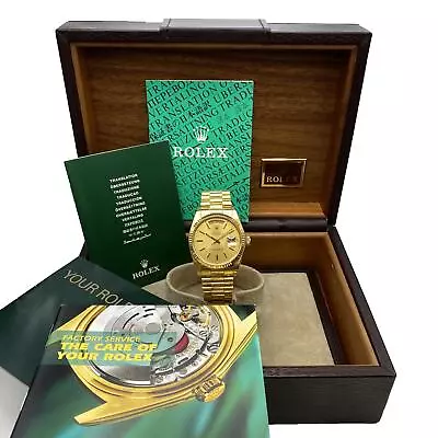 Rolex President 36mm Day-Date 18038 Yellow Gold Champagne Dial Automatic Watch • $14499