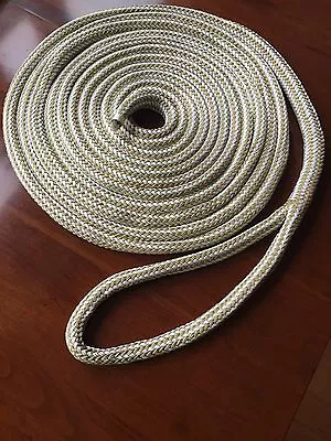 NEW 5/8  X 25' Double Braid Premium Nylon Dock Line Gold/white • $34