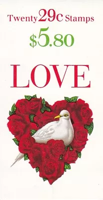 U.S. COMM BOOKLET OF 20 SCOTT#BK214 1994 DOVE IN HEART OF ROSES 29ct VAR P#'s • $6.50