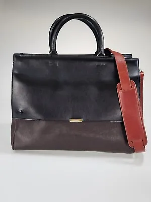 Victoria Beckham Shiny Soft Tote Colorblock Leather Top Handle Satchel Crossbody • $285