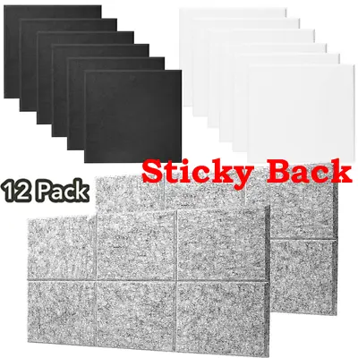 £16.94 • Buy 12x Acoustic Wall Panel Tiles Studio Sound Proofing Insulation Self Adhesive Pad