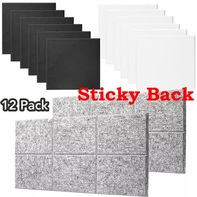 12x Acoustic Wall Panel Tiles Studio Sound Proofing Insulation Self Adhesive Pad • £13.94