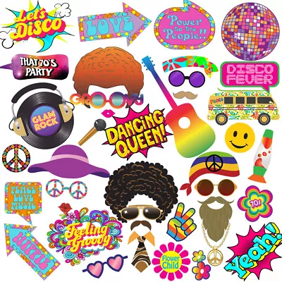 41pcs 70s Party Photo Booth Props 70s Party Decorations 70s Birthday Decorations • $14.99