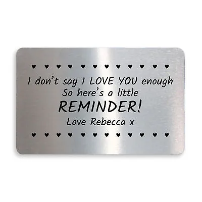 Personalised Wallet Card Insert I Love You Gifts For Him Her Anniversary Xmas • £3.99