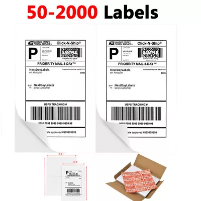 8.5  X 5.5  Shipping Labels Square Corner Self Adhesive 2 Per Sheet 50-2000Label • $13.37