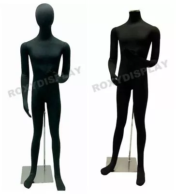 Male Full Body Poseable Mannequin Black Jersey Covered Body Form #JF-M02SOFTX • $275