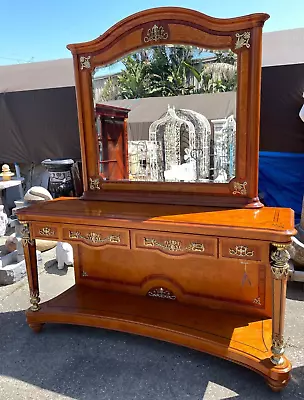 Burled Wood Buffet Table With Mirror • $950