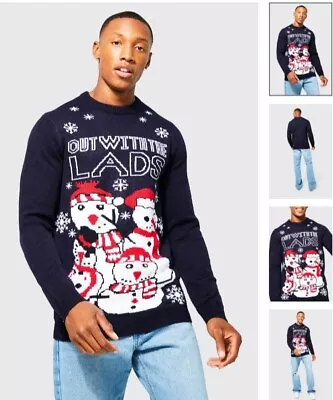 Mens Funny Novelty Lads Night Out Christmas Jumper Size  New Xmas Medium • £15