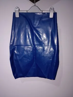 Blue Latex Pencil Skirt Size M 12 • £45