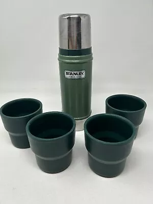 Vintage Stanley 16 Oz Stainless Steel Vacuum Bottle Thermos with Stanley Cups • $30