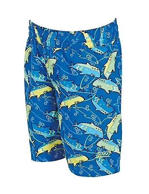 Zoggs Boys Shark Water Shorts Swimming Trunks Age 1-7 Blue Swim RRP £14 • £6.97