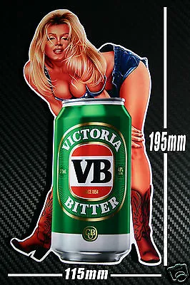 VB Beer Can Pin Up Girl Sticker Speedway Hot Rod Toolbox Bar Fridge Esky BBQ • $6.99