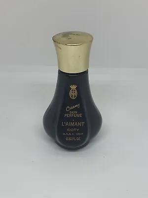 Vintage Coty L’Aimant Glass Perfume Bottle Black With Gold Top Collectible • £22.80