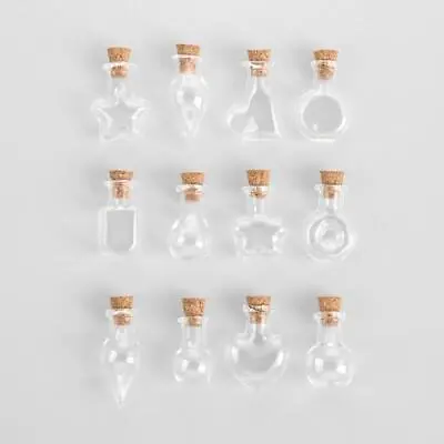 10 PCS Wishing Bottle Pendants Empty Corks Glass Hand-Blown Vial Necklace • $3.17