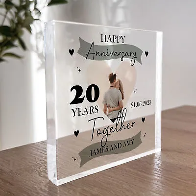 20th Wedding Anniversary Gift Personalised Photo Block Husband Wife Gift For Him • £10.99