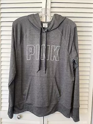 Victoria’s Secret PINK Active Pullover Hoodie PINK Logo Thumb Holes Gray Size XL • $10.99