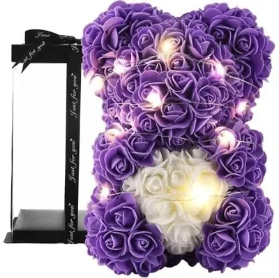 £12.99 • Buy Light-up Purple Rose Flower Bear With Box 10 Inch- Mother's Day Gift