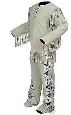 Western Dress Suit Fringe Suede Leather Shirt And Pants For Native American • $149