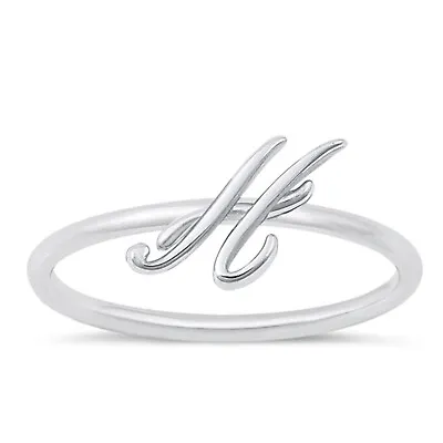 Initial Letter Cursive Plain Ring 925 Sterling Silver 9mm Size 4-10 • $14.24