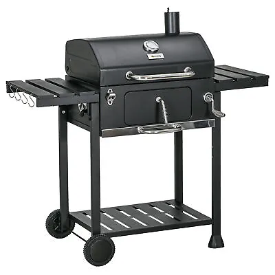 Charcoal BBQ Grill Smoker Trolley With Shelves Bottle Opener And Wheels • £159.99