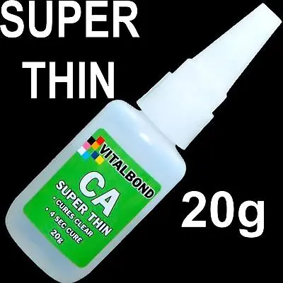Vitalbond CA Super Thin 20g Super Glue 4 Sec Cure PlasticsMetalBalsa Wood DIY • £5.99