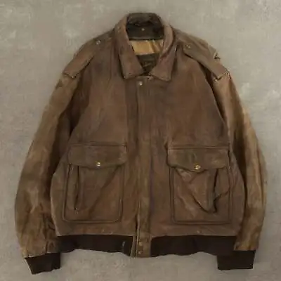 Vintage 90s G-2 Leather Flight Jacket L Men's Brown • $149.35