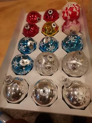 Vtg Radko Shiny Brite Unbranded Christmas Ornaments Set Of 15 Balls Mixed Lot  • $16