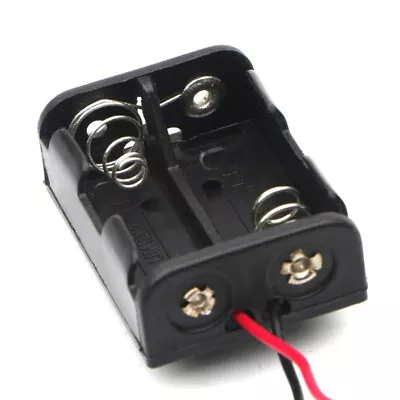 2 Cell 12V 23A Battery Holder Case Storage Open Container Box With Wire Black • £1.19