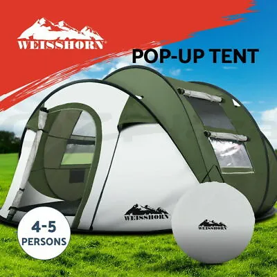 $144.97 • Buy Weisshorn Instant Up Camping Tent 4-5 Person Pop Up Tents Family Hiking Dome