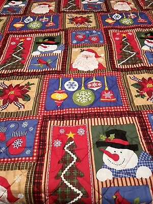 Vintage Inspired Christmas Print Quilt 87x87 Queen #667 • $29.98