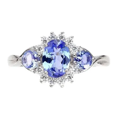 Ring Blue Violet Tanzanite Genuine Mined Gems Solid Sterling Silver  N 1/2 US 7 • £69.99