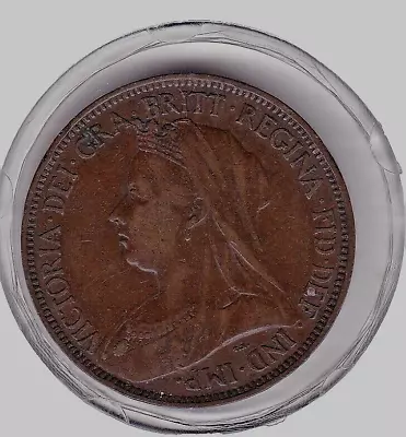 Sharp  1901   Bronze  Queen  Victoria  Half  Penny  Coin • $0.99