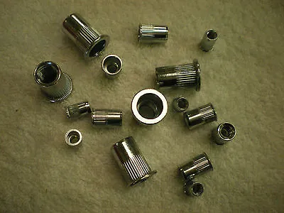 Counter Sunk Head Open Steel Grooved Rivet Nuts- Rivnuts- Nutsets- Blind Nuts. • £2.58