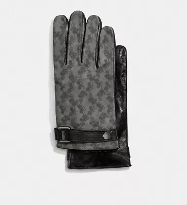 Coach Horse & Carriage Tech Napa Suede Leather Merino Wool Gloves Mens Medium • $129