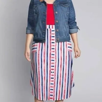 Lane Bryant NWT Red White And Blue Striped Midi Skirt Size 18/20 • $16.19