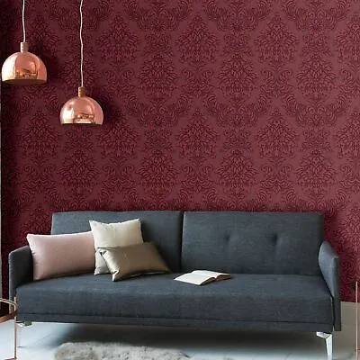 £20.99 • Buy Lizzy London Baroque Damask AS Creation Red 36898-3 Wallpaper Glitter Leaves