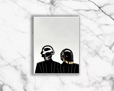 Daft Punk Duo Retro Helmet 8x10 Print In Glass Frame Wall Décor • $19