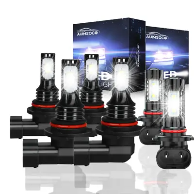 Combo 9005+9006+H10 LED Headlight And Fog Light Bulbs Kit High&Low Beam White • $38.99