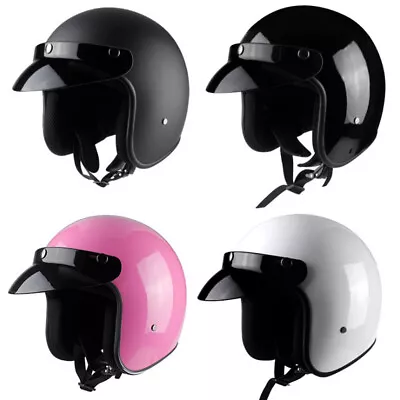 Vintage Motorcycle Helmet Open Face 3/4 Unisex Scooter Motorbike Safety Helmet • $59.99