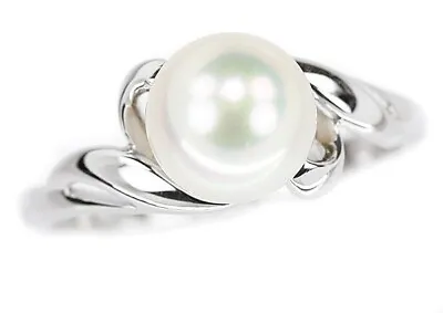 MIKIMOTO K14WG About 7.7mm 1P Akoya Pearl Ring Japanese 12.5 US 6.5 Auth Used • £412.89