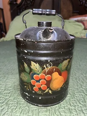 Vintage Folk Painted Delphos Galvanized Metal Gas Can  • $38.86