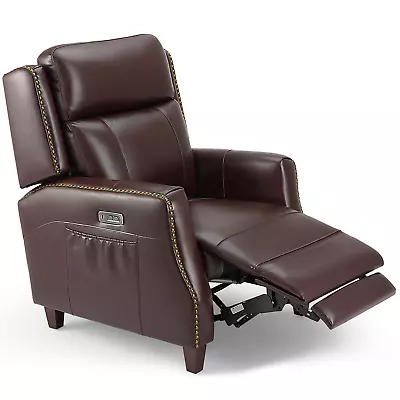 2024 Power Electric Sofa Real Leather Accent Lounge Chair Sofa Full Body Liedown • $599.99