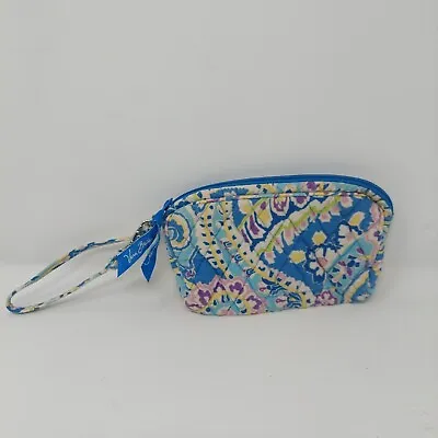 Vera Bradley Capri Blue Clutch Wristlet Zip Around Colorful Quilted Canvas Boho • $16