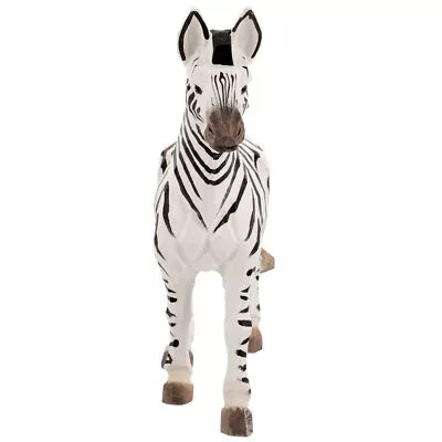 Wooden Zebra Statue Hand Carved African Animal Sculpture Desktop Ornament • £13.48